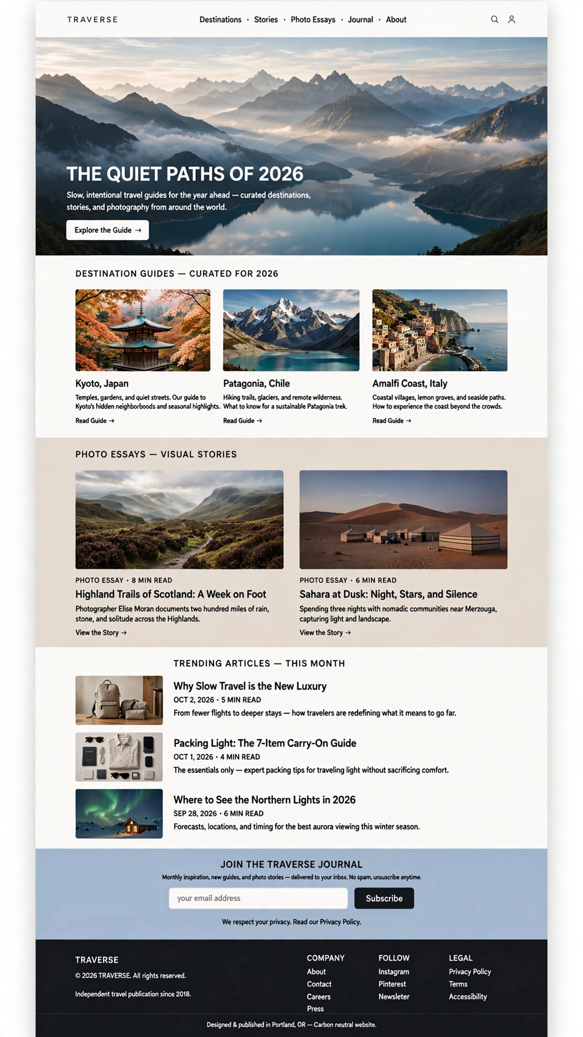 Travel Magazine - CMS website concept design