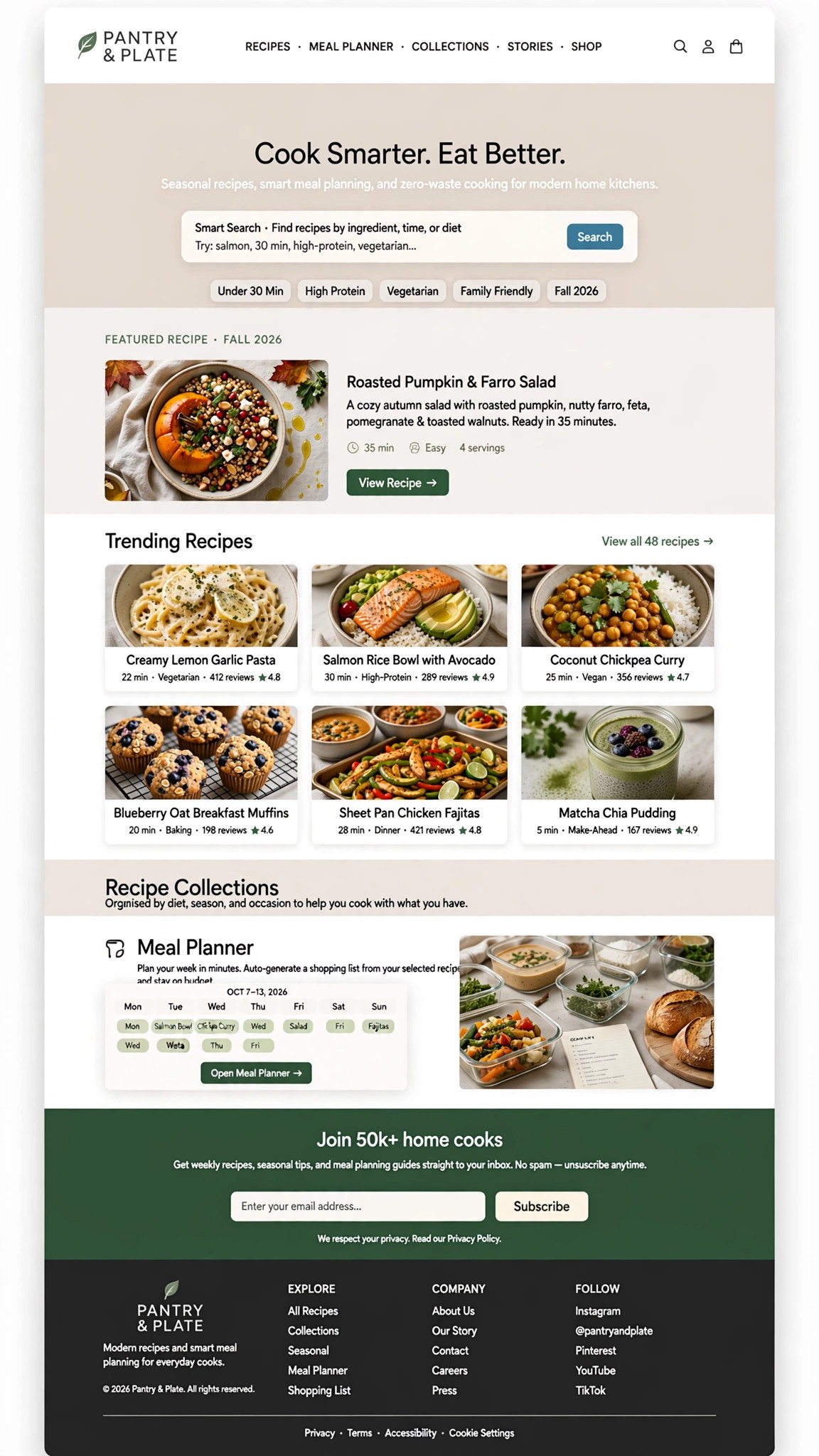 Recipe Collection Website - CMS website concept design