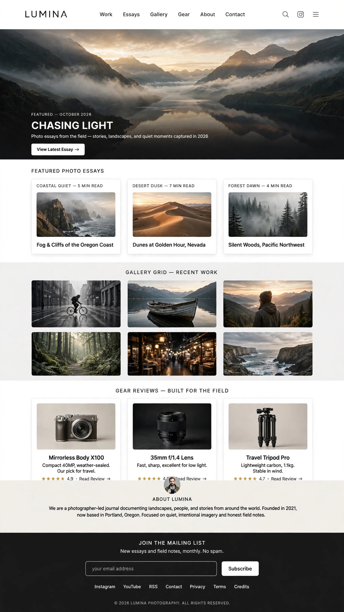 Photography Blog - CMS website concept design
