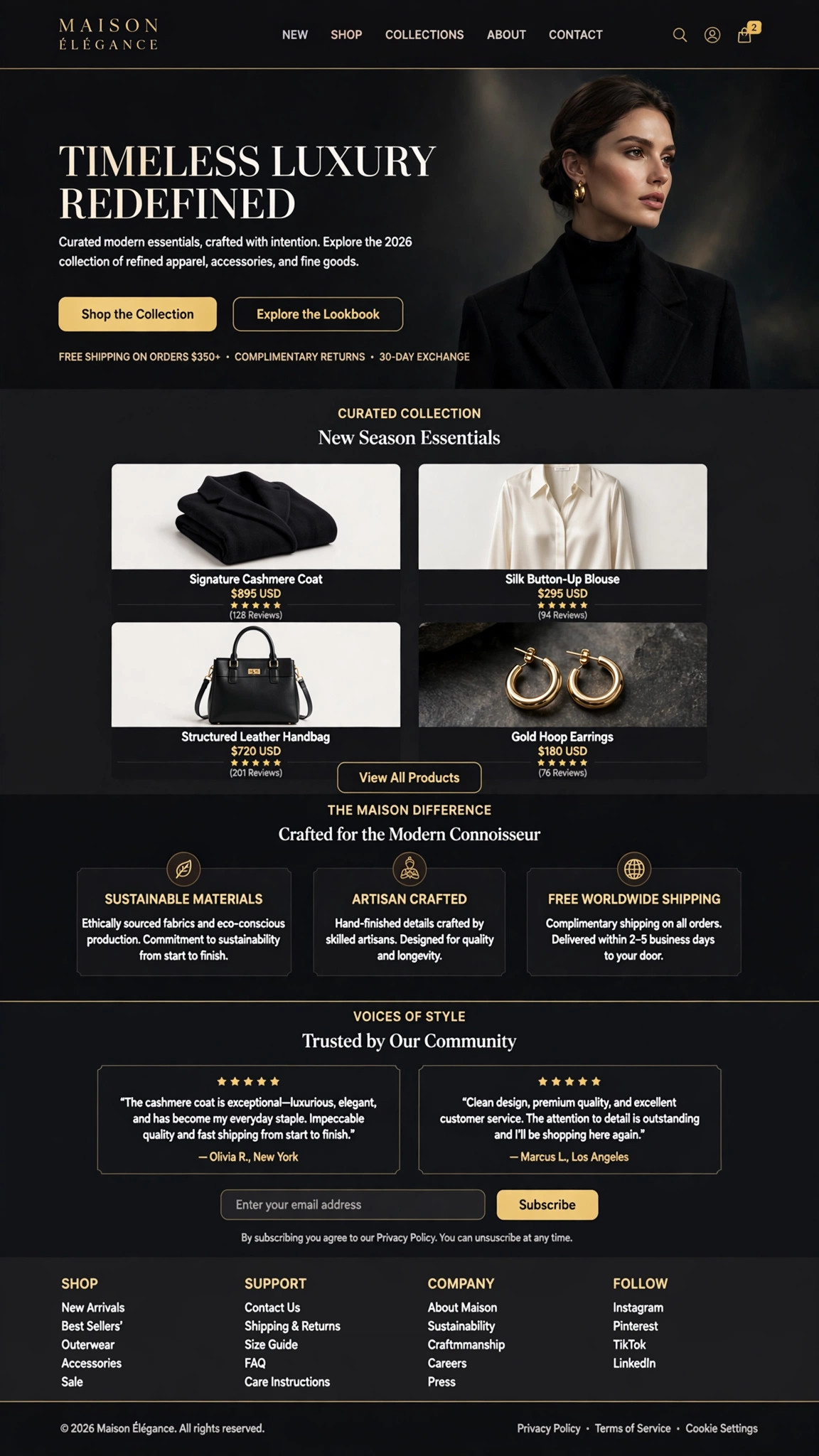 Luxury Fashion Boutique - E-Commerce website concept design