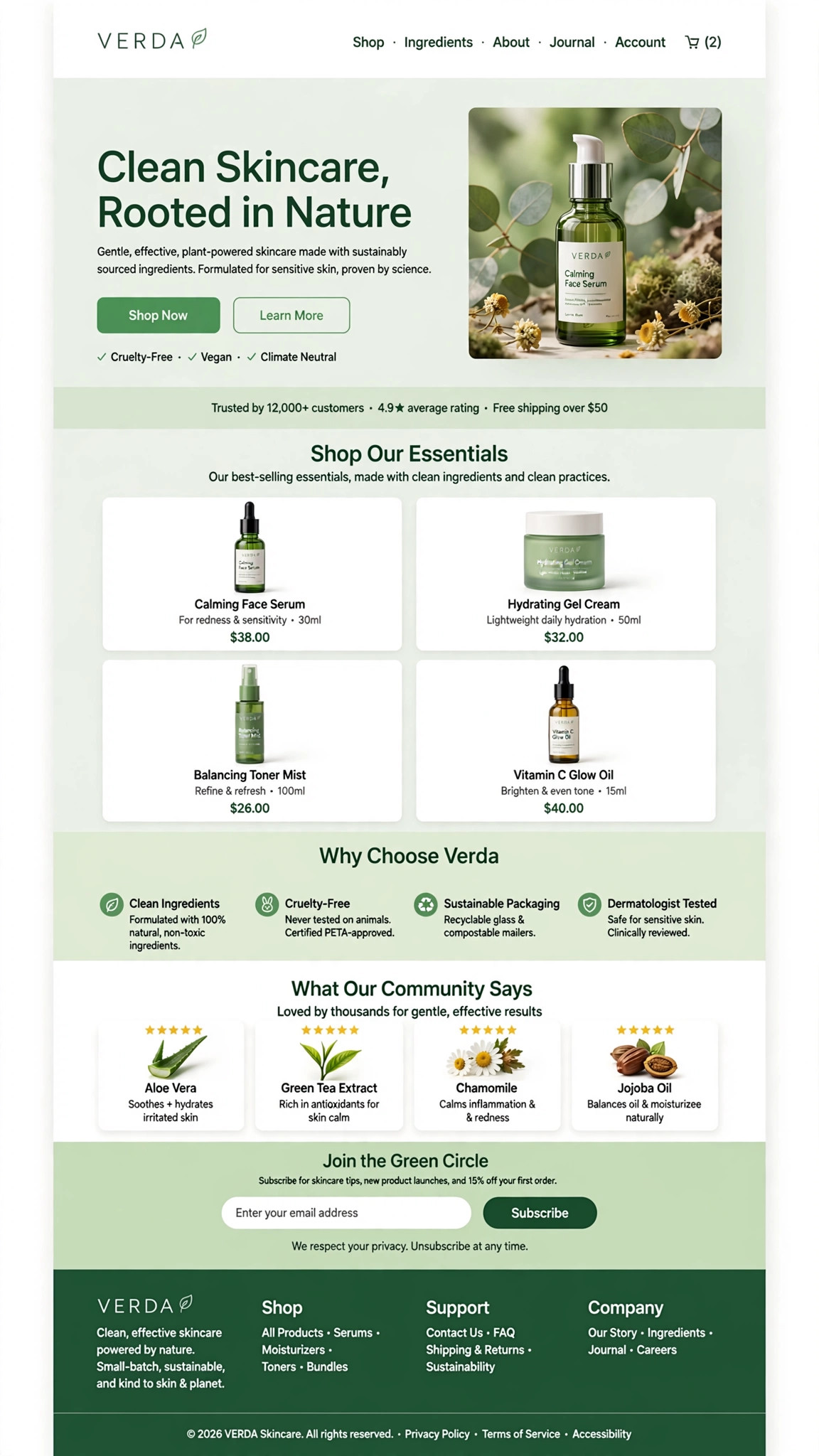 Organic Skincare Store - E-Commerce website concept design