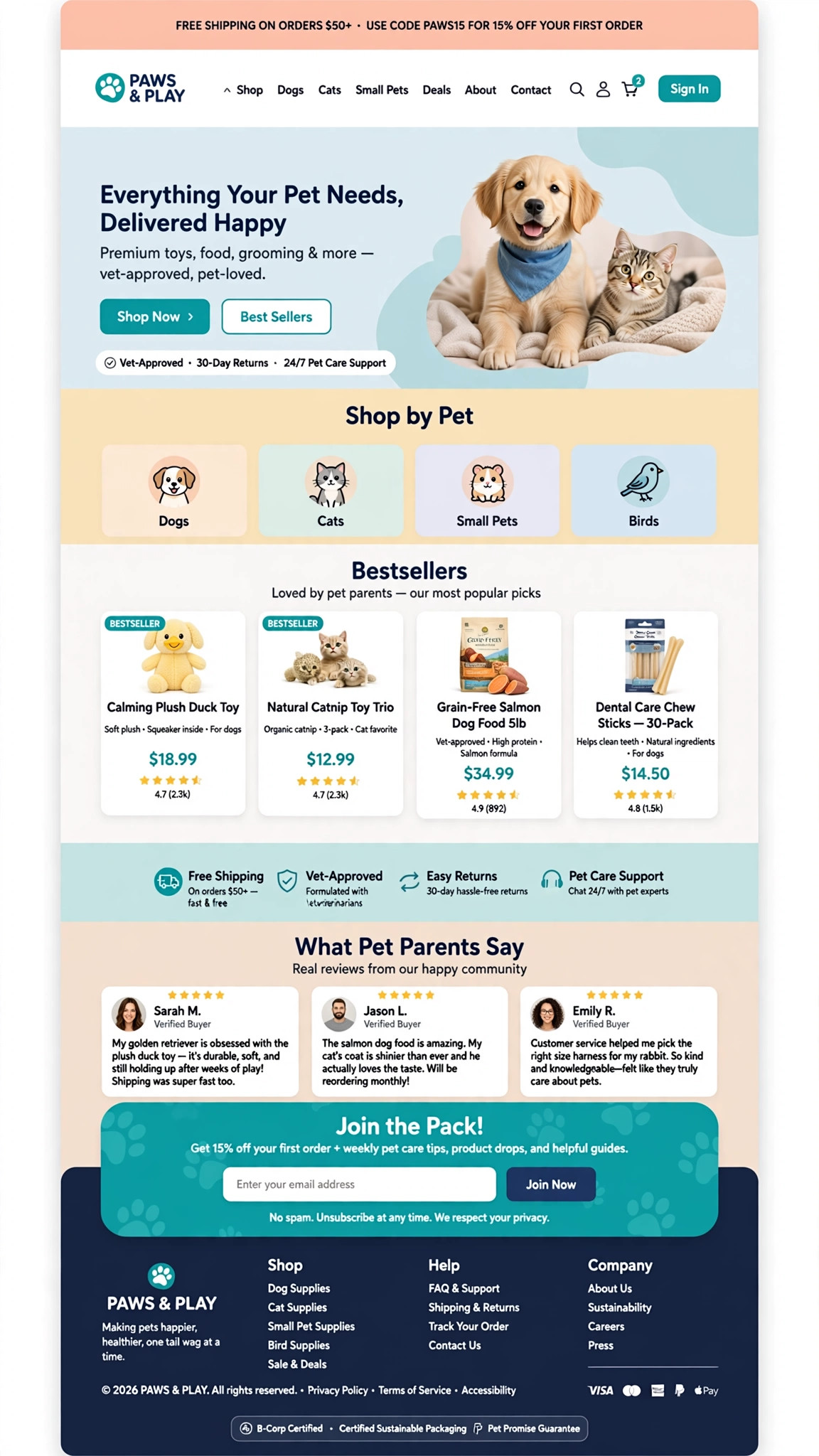 Pet Supplies Store - E-Commerce website concept design