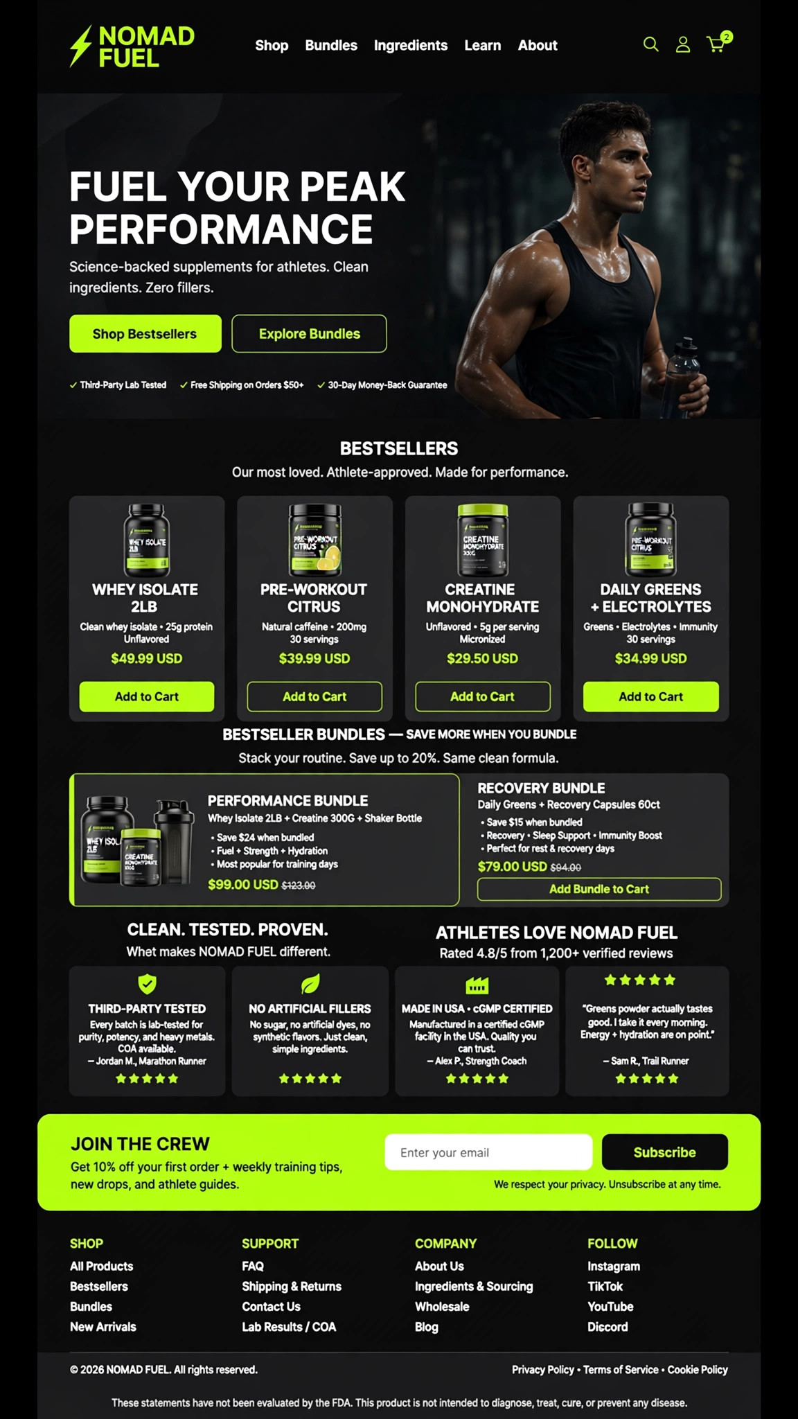 Fitness Supplements Store - E-Commerce website concept design