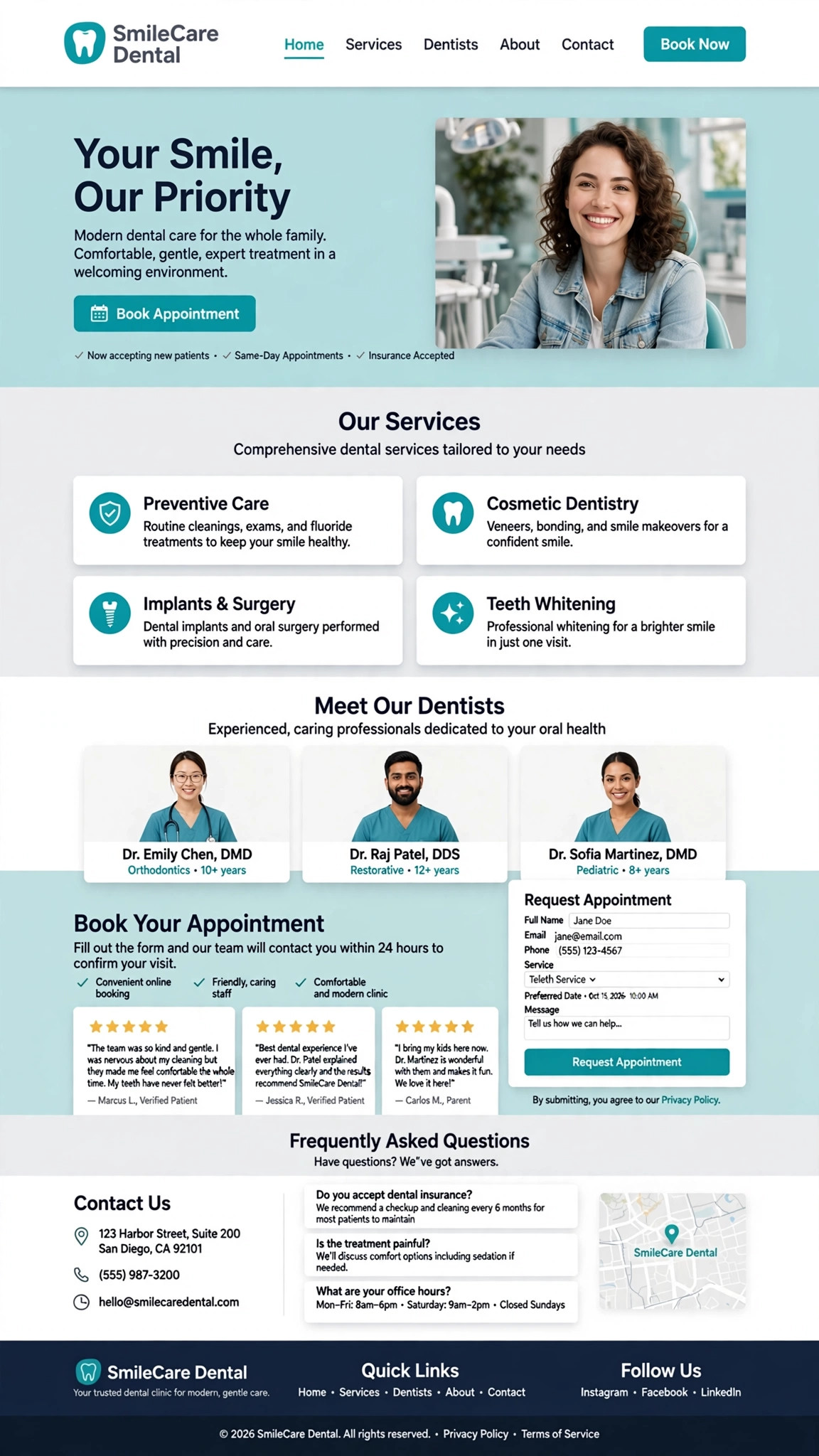 Dental Clinic Website Concept - Healthcare website concept design