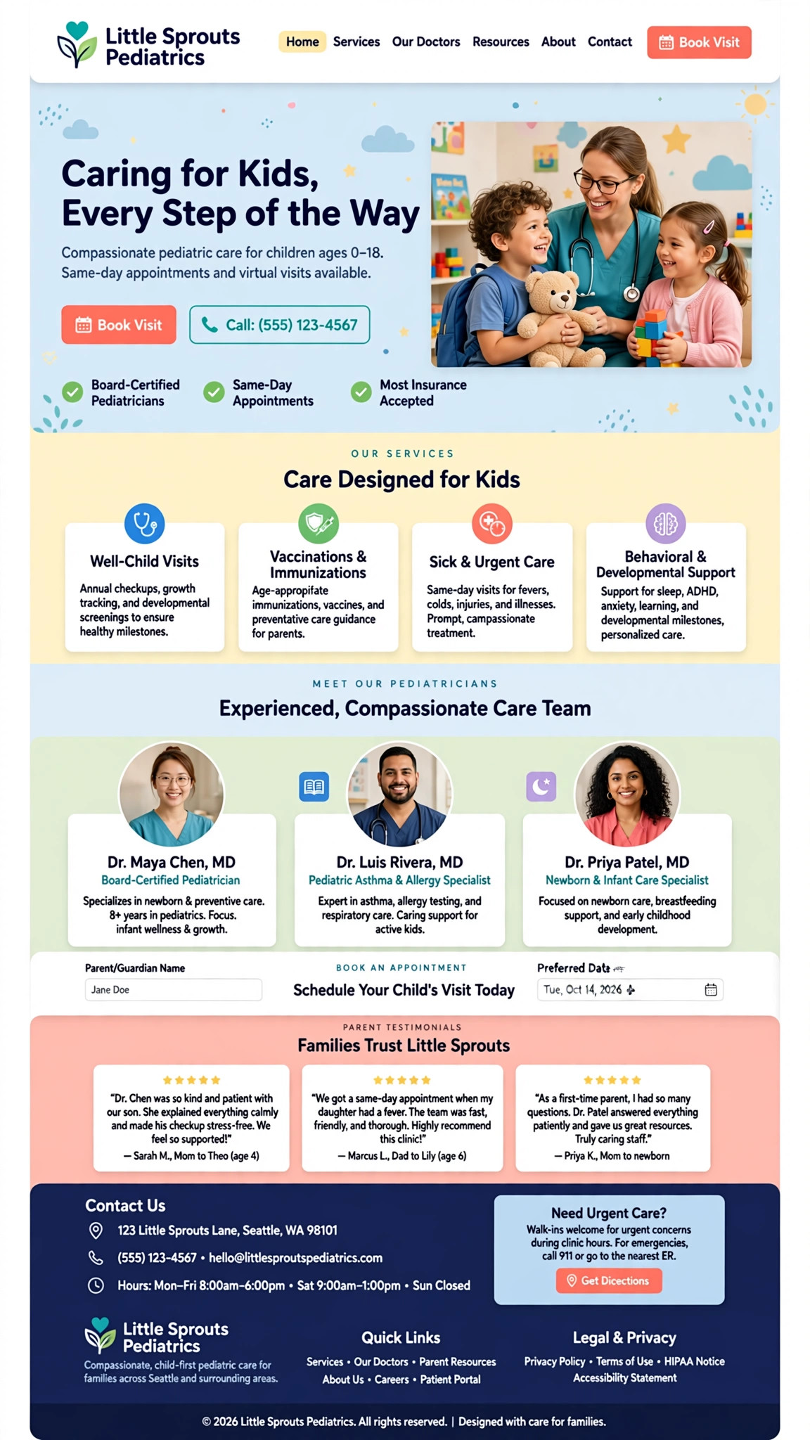 Pediatric Care Website - Healthcare website concept design