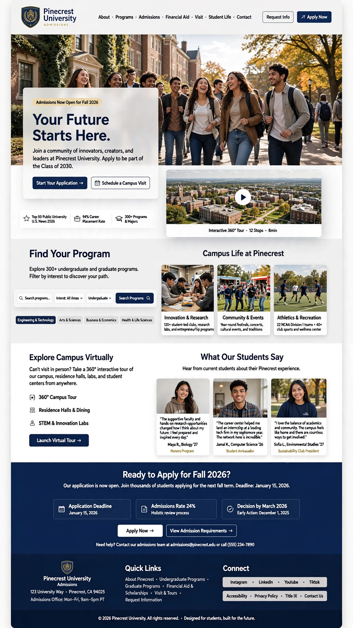 University Admissions Website - Informative website concept design