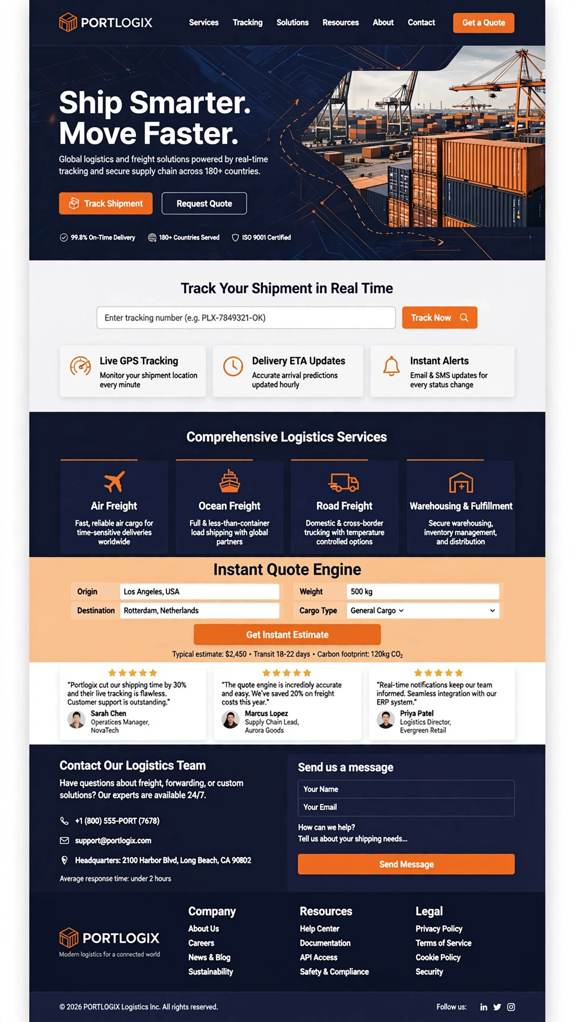Logistics Company Website - Informative website concept design