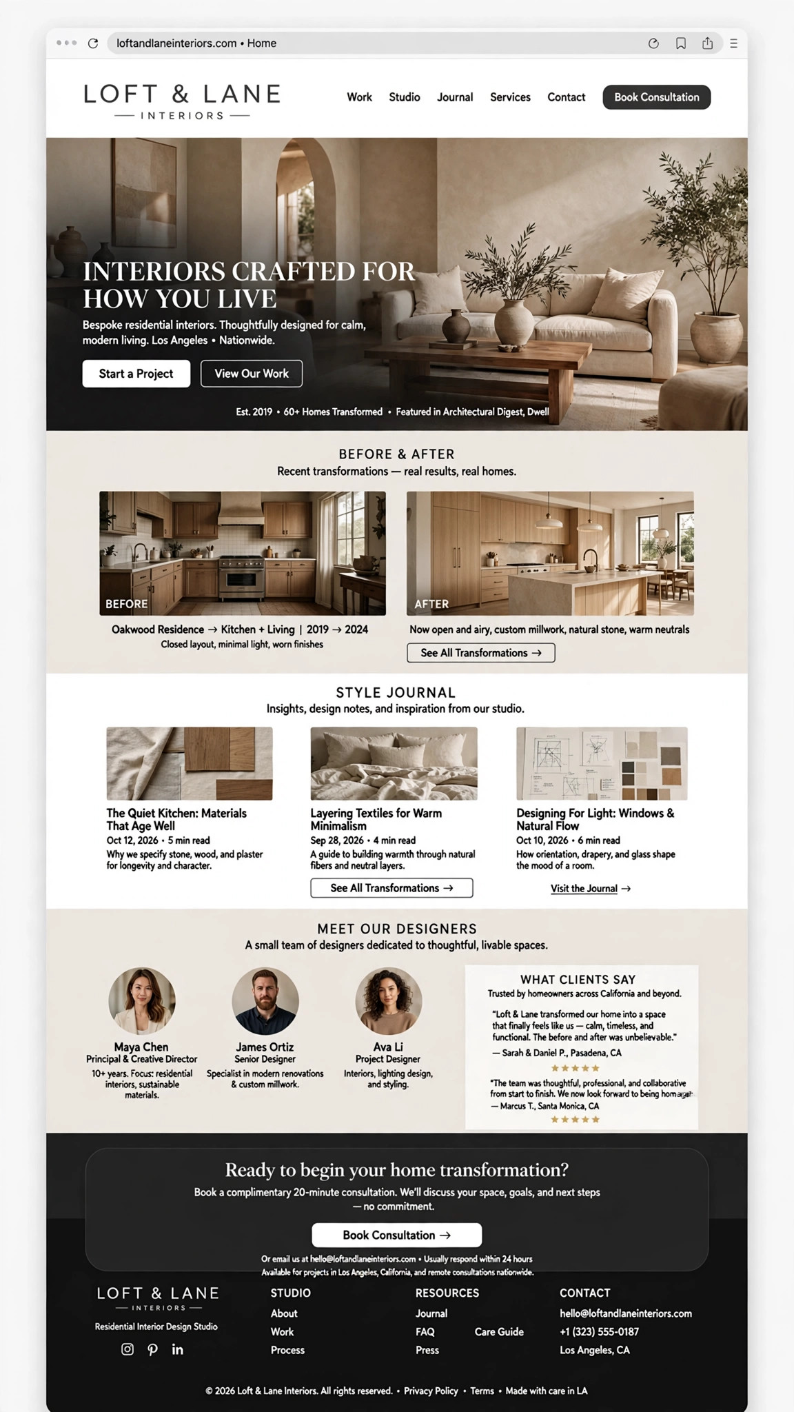 Interior Design Studio Website - Informative website concept design