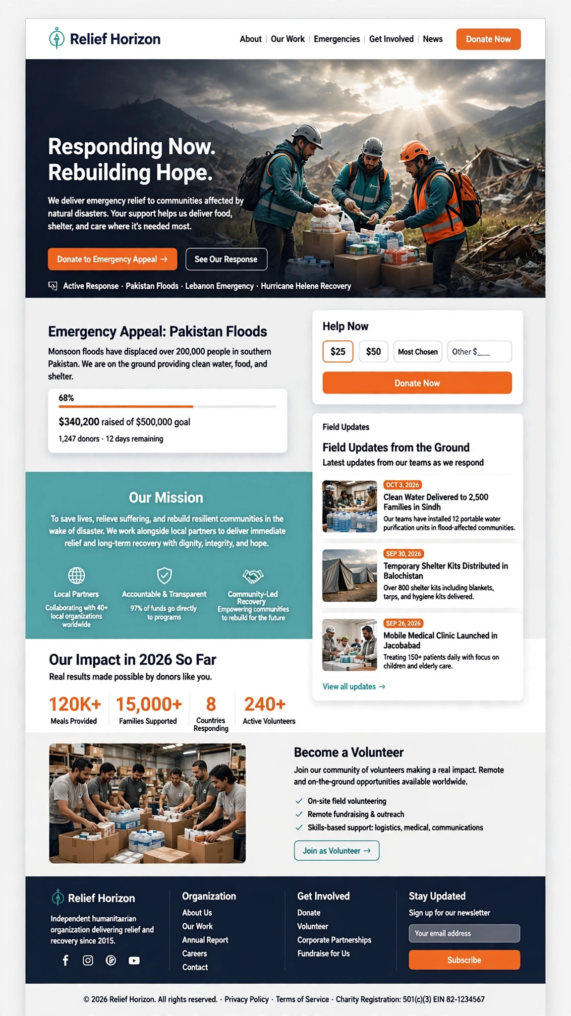 Disaster Relief Website - Nonprofit website concept design