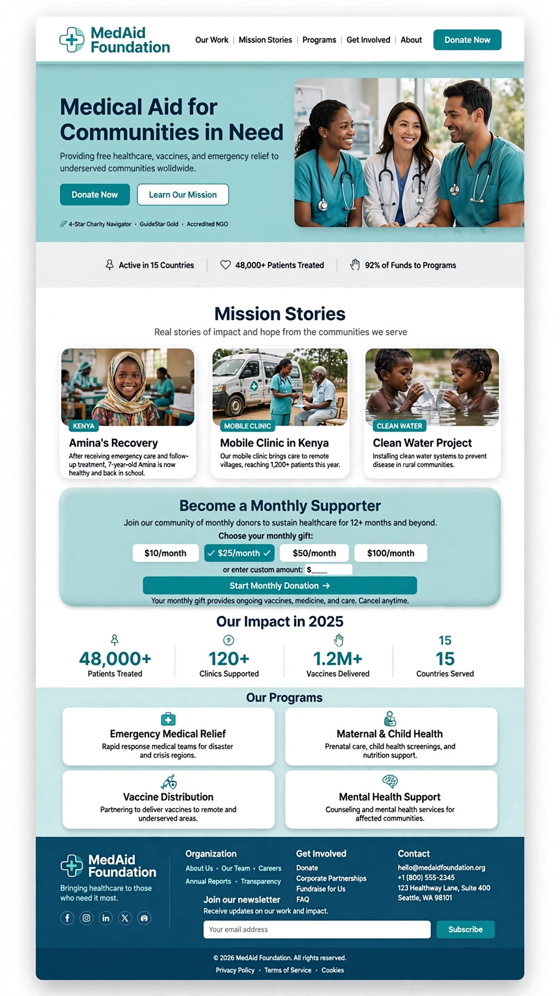 Medical Aid Foundation Website - Nonprofit website concept design