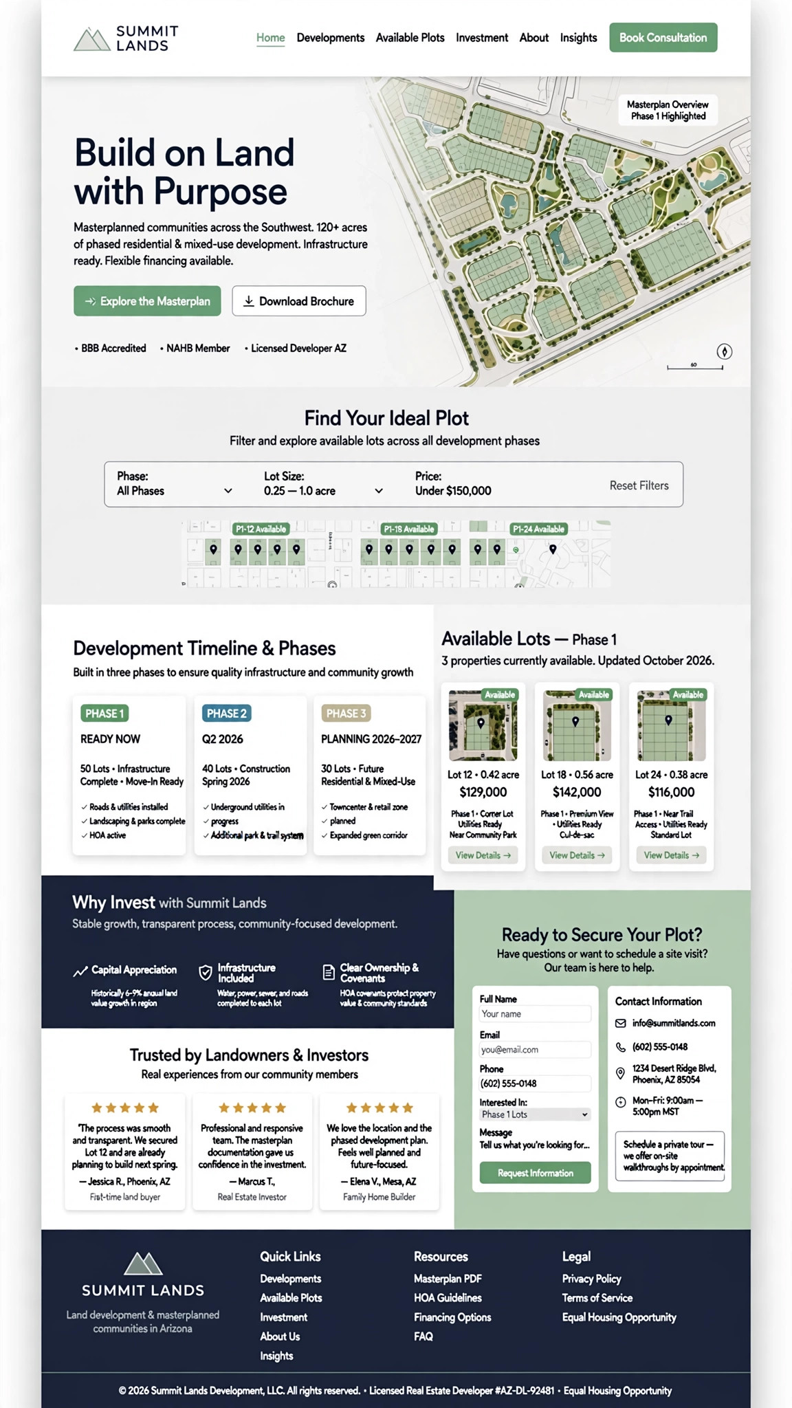 Land Development Website - Real Estate website concept design