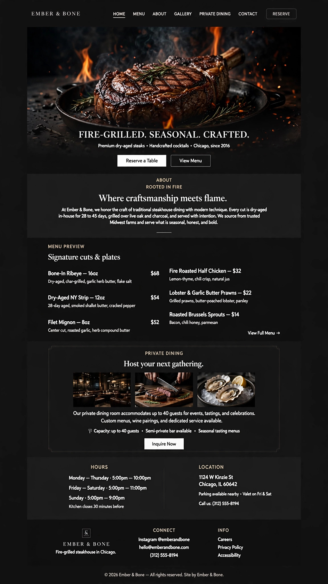Steakhouse Website - Restaurant website concept design