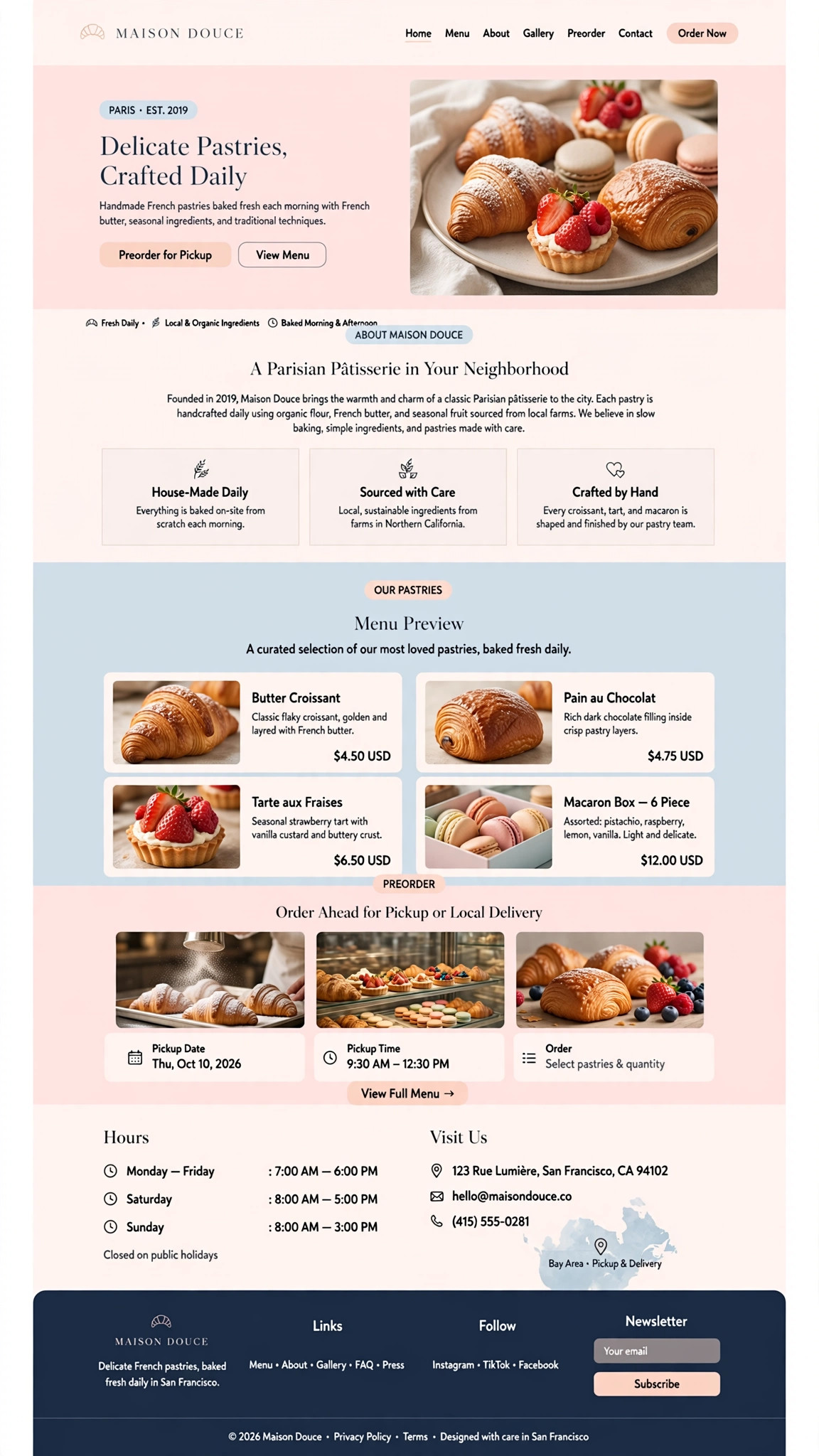 French Patisserie Website - Restaurant website concept design