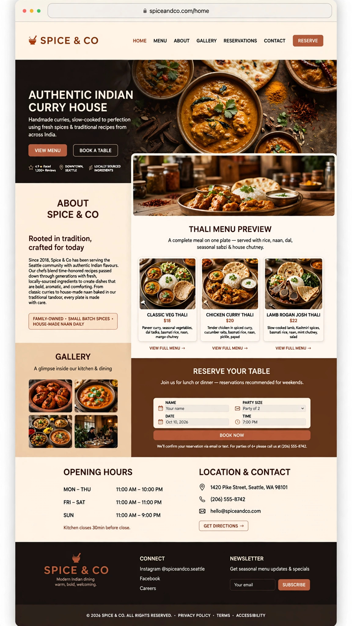 Indian Curry House Website - Restaurant website concept design